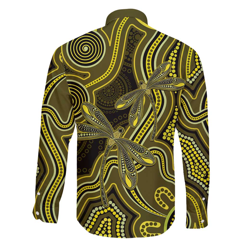 Yellow Indigenous Dragonfly Australia Family Matching Off Shoulder Maxi Dress and Hawaiian Shirt Aboriginal Art - Vibe Hoodie