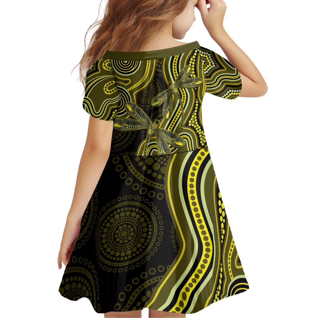 Yellow Indigenous Dragonfly Australia Family Matching Off Shoulder Short Dress and Hawaiian Shirt Aboriginal Art - Vibe Hoodie