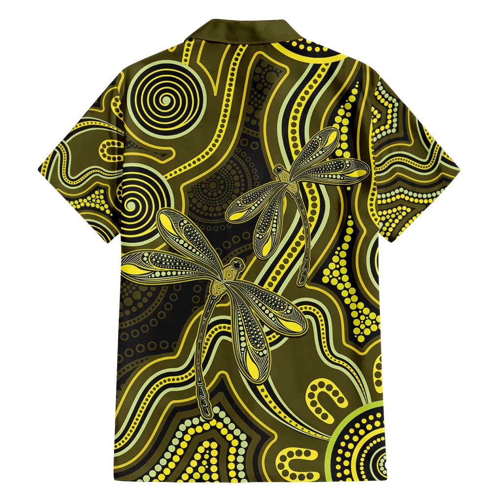 Yellow Indigenous Dragonfly Australia Family Matching Off Shoulder Short Dress and Hawaiian Shirt Aboriginal Art - Vibe Hoodie