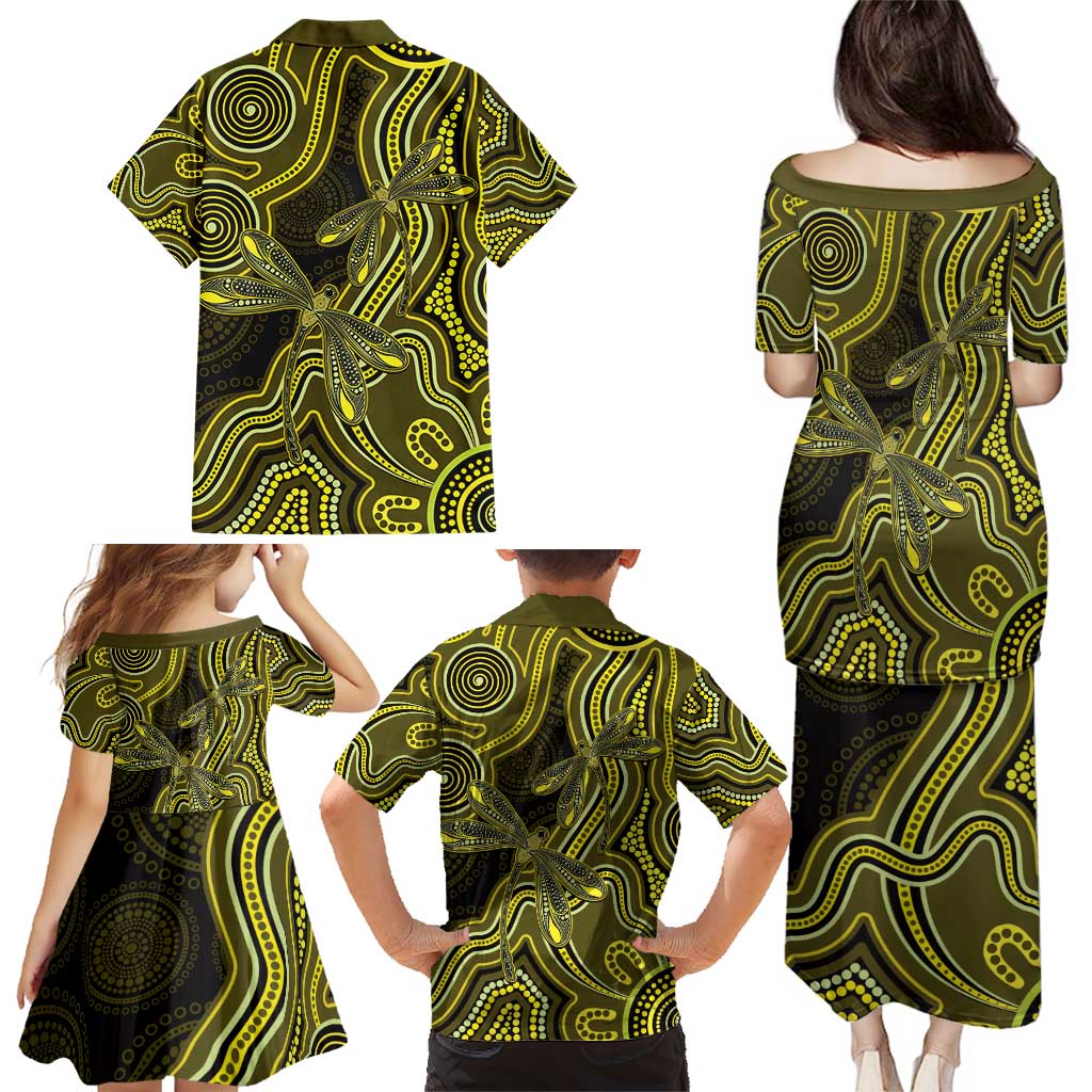 Yellow Indigenous Dragonfly Australia Family Matching Puletasi and Hawaiian Shirt Aboriginal Art - Vibe Hoodie