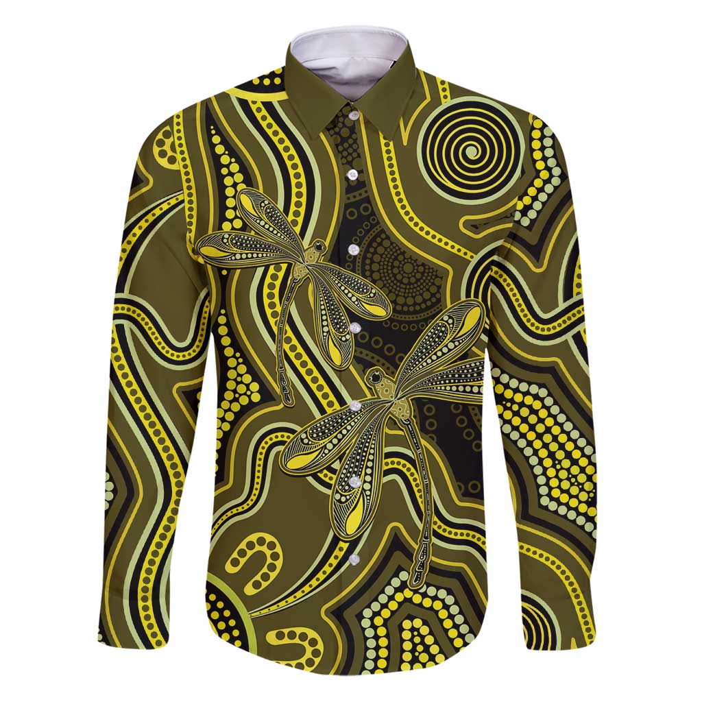 Yellow Indigenous Dragonfly Australia Family Matching Puletasi and Hawaiian Shirt Aboriginal Art - Vibe Hoodie