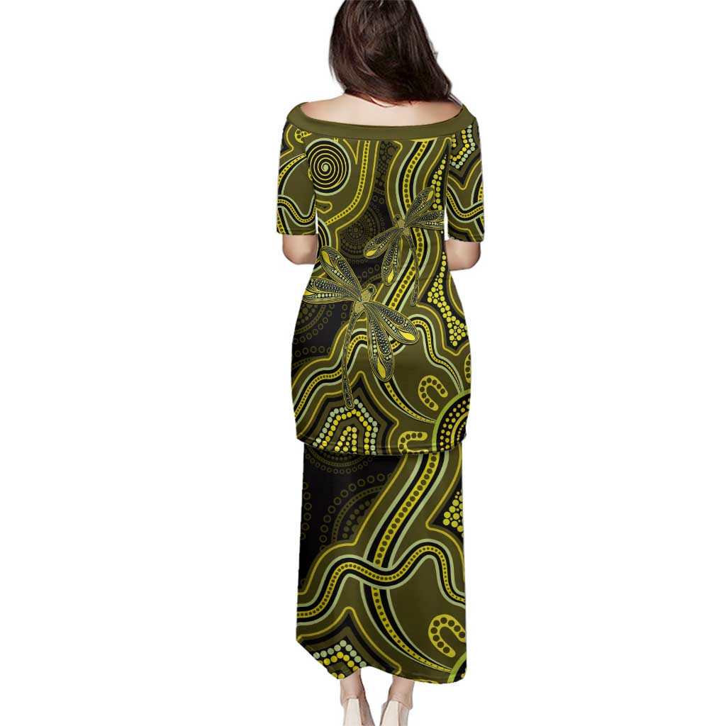 Yellow Indigenous Dragonfly Australia Family Matching Puletasi and Hawaiian Shirt Aboriginal Art - Vibe Hoodie