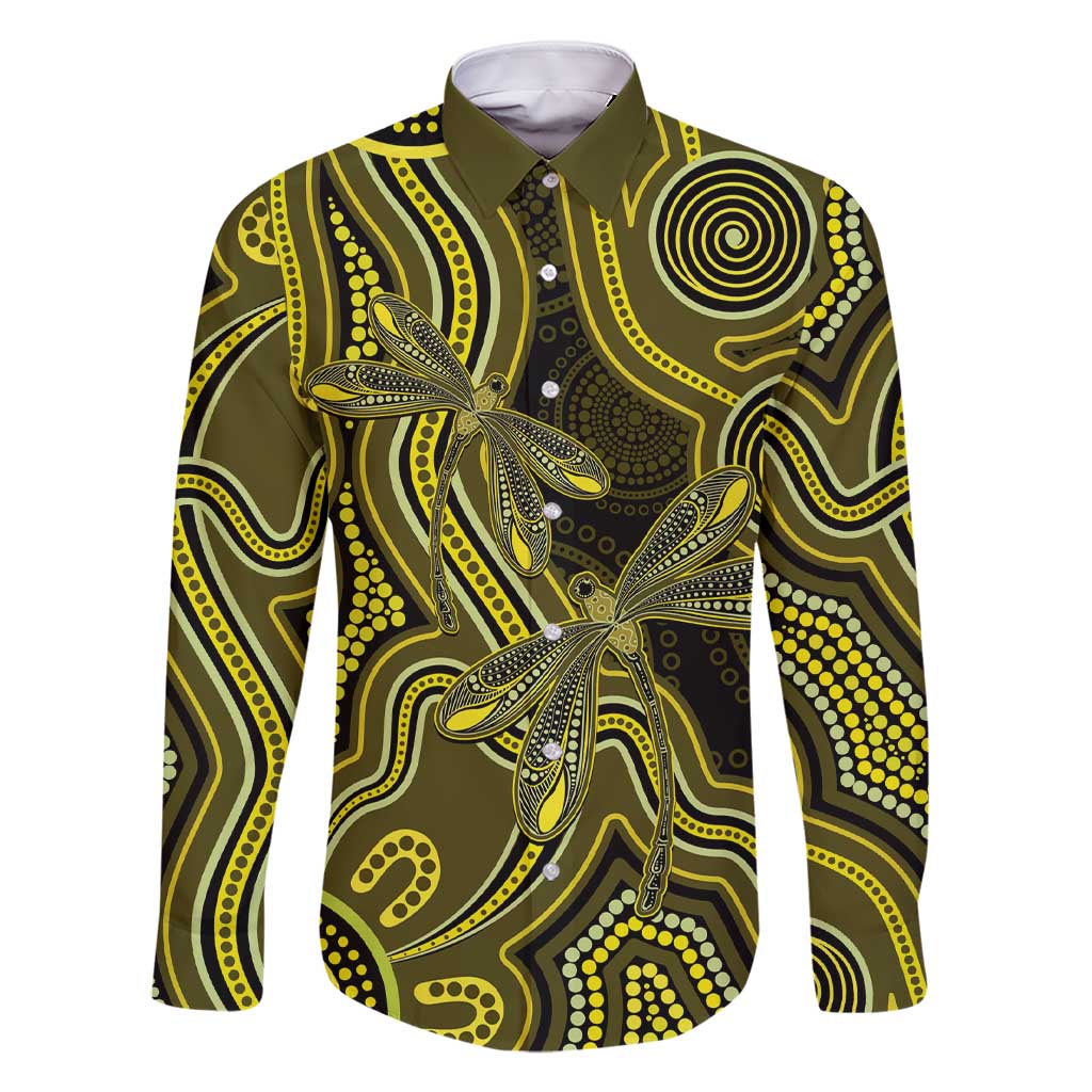 Yellow Indigenous Dragonfly Australia Family Matching Short Sleeve Bodycon Dress and Hawaiian Shirt Aboriginal Art - Vibe Hoodie