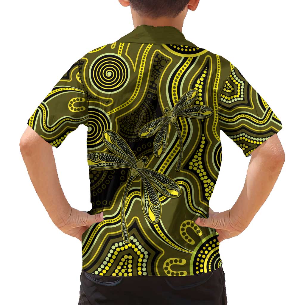 Yellow Indigenous Dragonfly Australia Family Matching Summer Maxi Dress and Hawaiian Shirt Aboriginal Art - Vibe Hoodie