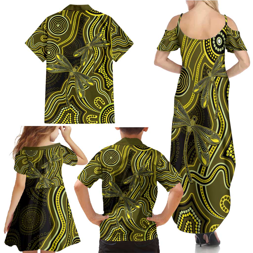 Yellow Indigenous Dragonfly Australia Family Matching Summer Maxi Dress and Hawaiian Shirt Aboriginal Art - Vibe Hoodie