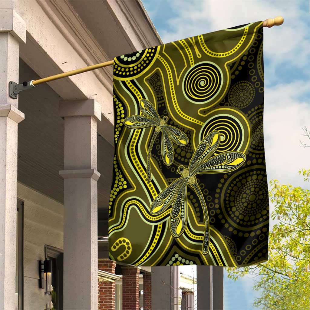 Yellow Indigenous Dragonfly Australia Garden Flag Aboriginal Art - Vibe Hoodie