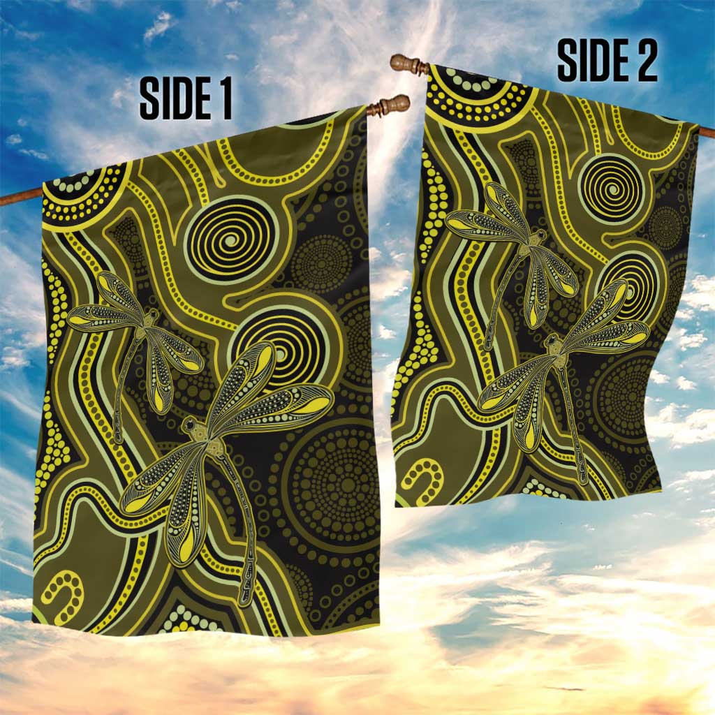 Yellow Indigenous Dragonfly Australia Garden Flag Aboriginal Art - Vibe Hoodie