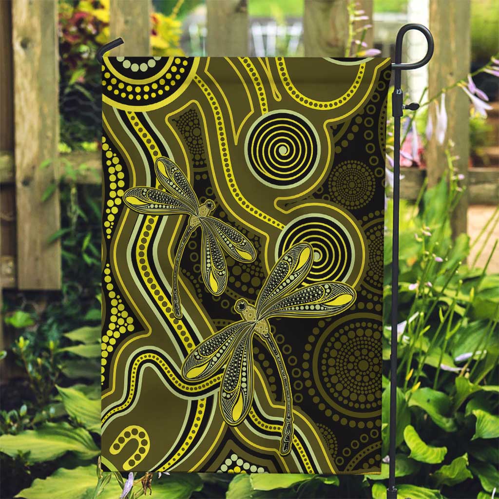 Yellow Indigenous Dragonfly Australia Garden Flag Aboriginal Art - Vibe Hoodie