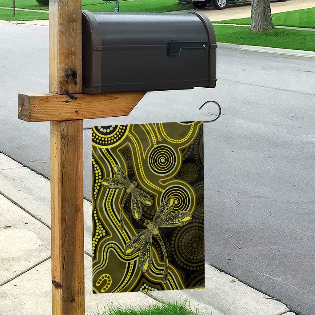 Yellow Indigenous Dragonfly Australia Garden Flag Aboriginal Art - Vibe Hoodie