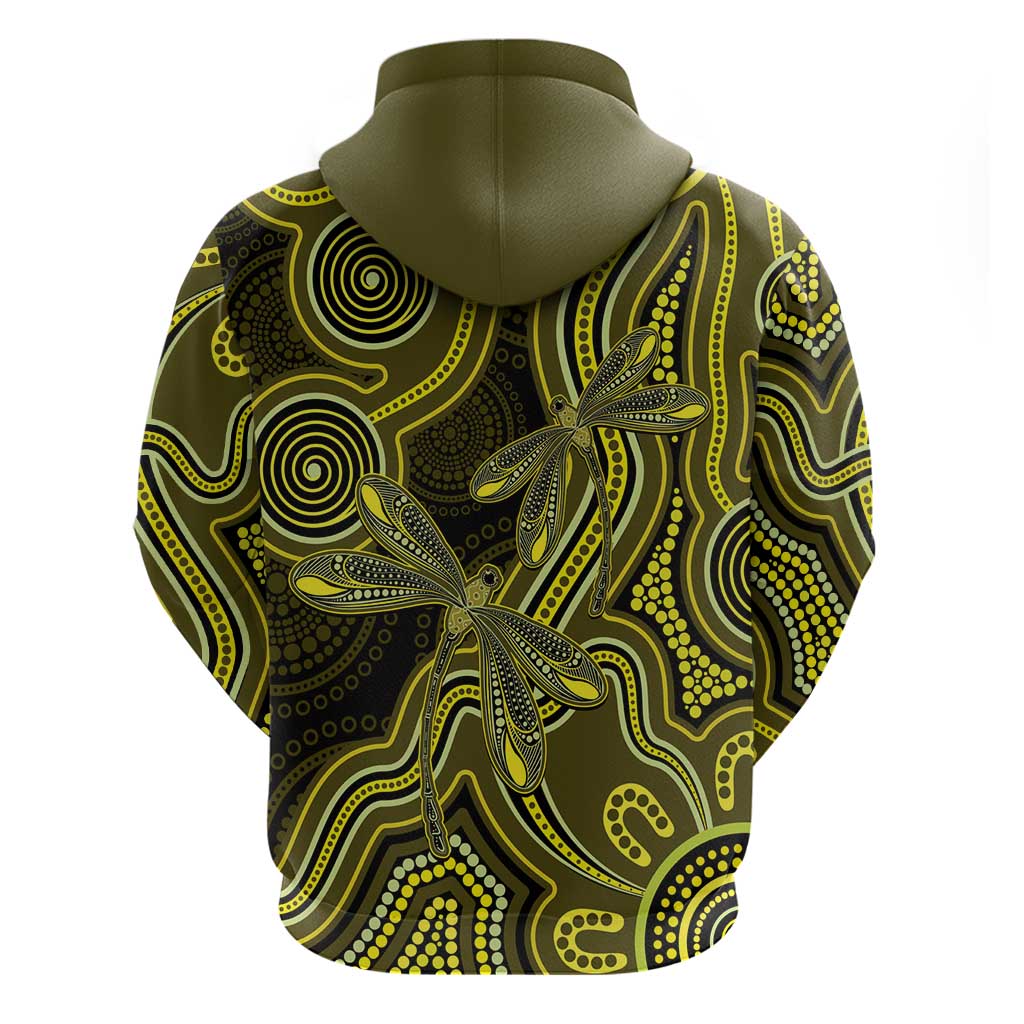 Yellow Indigenous Dragonfly Australia Hoodie Aboriginal Art - Vibe Hoodie