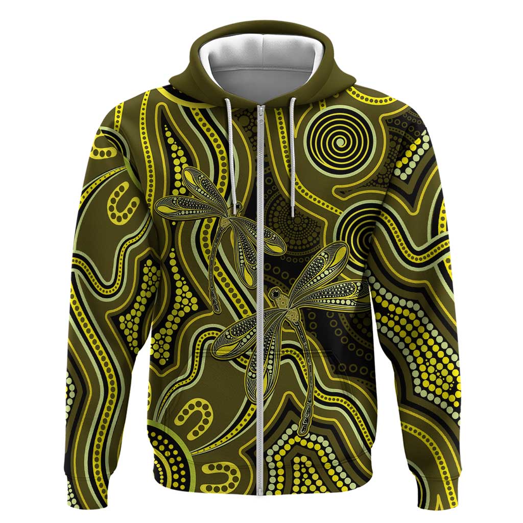 Yellow Indigenous Dragonfly Australia Hoodie Aboriginal Art - Vibe Hoodie