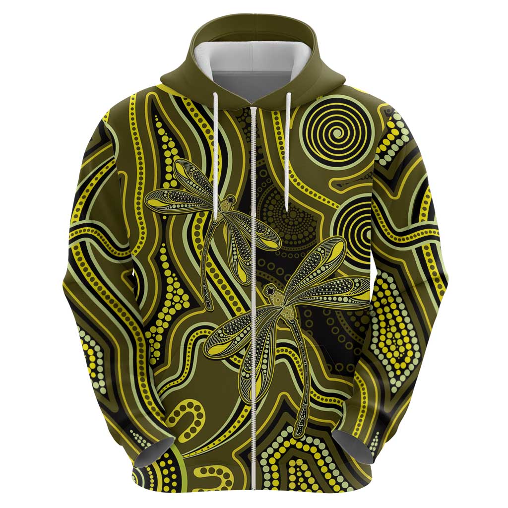 Yellow Indigenous Dragonfly Australia Hoodie Aboriginal Art - Vibe Hoodie