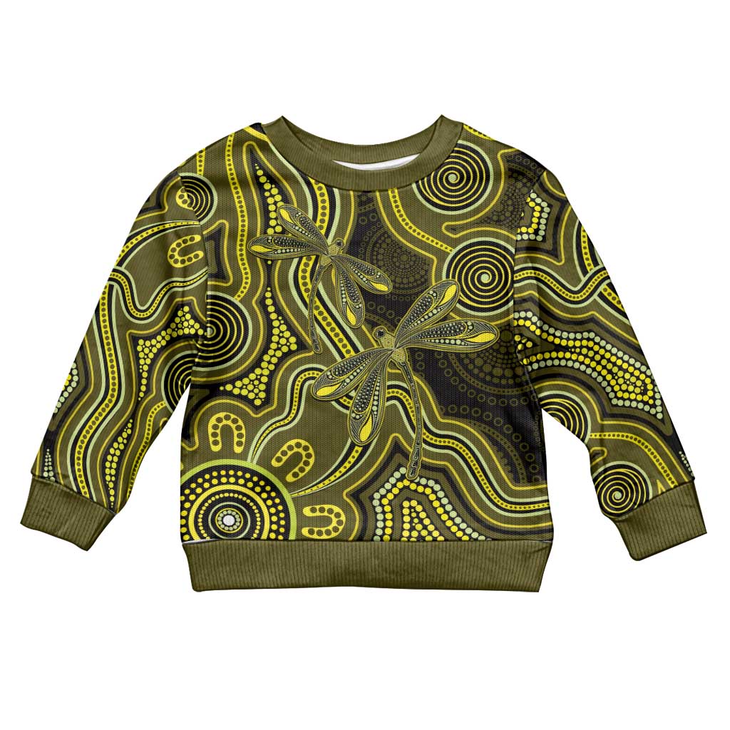 Yellow Indigenous Dragonfly Australia Kid Ugly Christmas Sweater Aboriginal Art - Vibe Hoodie