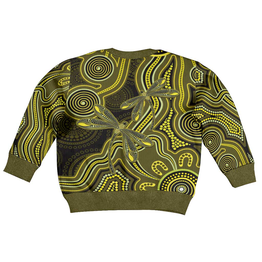 Yellow Indigenous Dragonfly Australia Kid Ugly Christmas Sweater Aboriginal Art - Vibe Hoodie