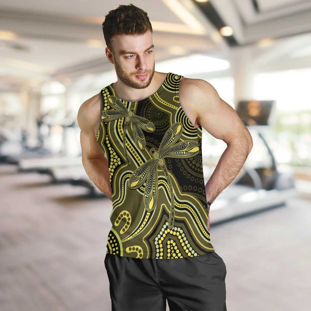 Yellow Indigenous Dragonfly Australia Men Tank Top Aboriginal Art - Vibe Hoodie