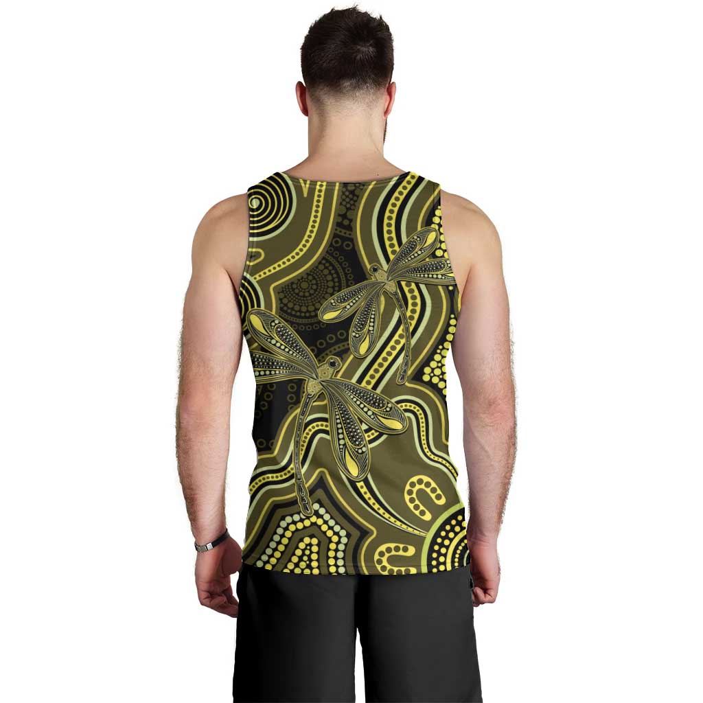 Yellow Indigenous Dragonfly Australia Men Tank Top Aboriginal Art - Vibe Hoodie