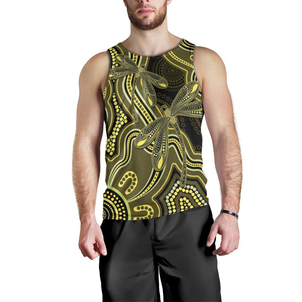 Yellow Indigenous Dragonfly Australia Men Tank Top Aboriginal Art - Vibe Hoodie