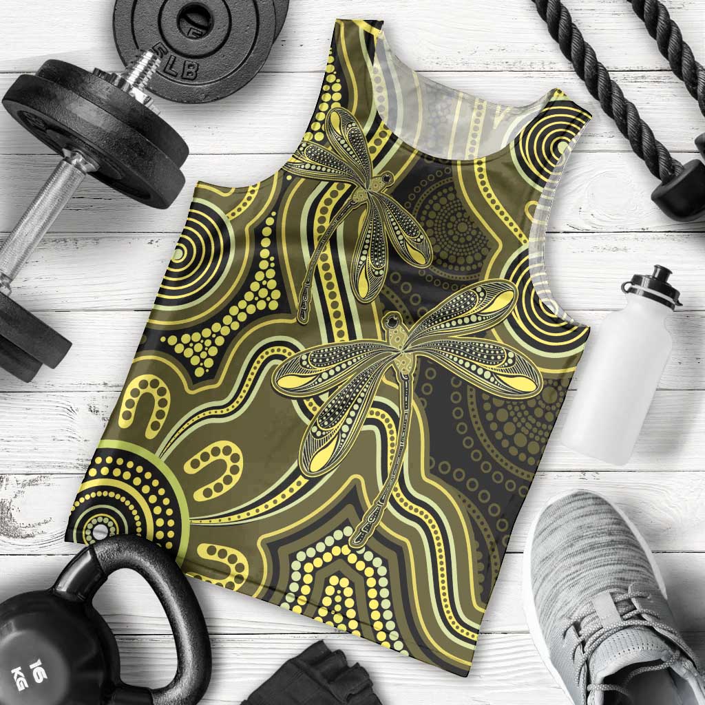 Yellow Indigenous Dragonfly Australia Men Tank Top Aboriginal Art - Vibe Hoodie