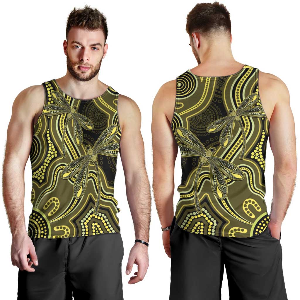 Yellow Indigenous Dragonfly Australia Men Tank Top Aboriginal Art - Vibe Hoodie