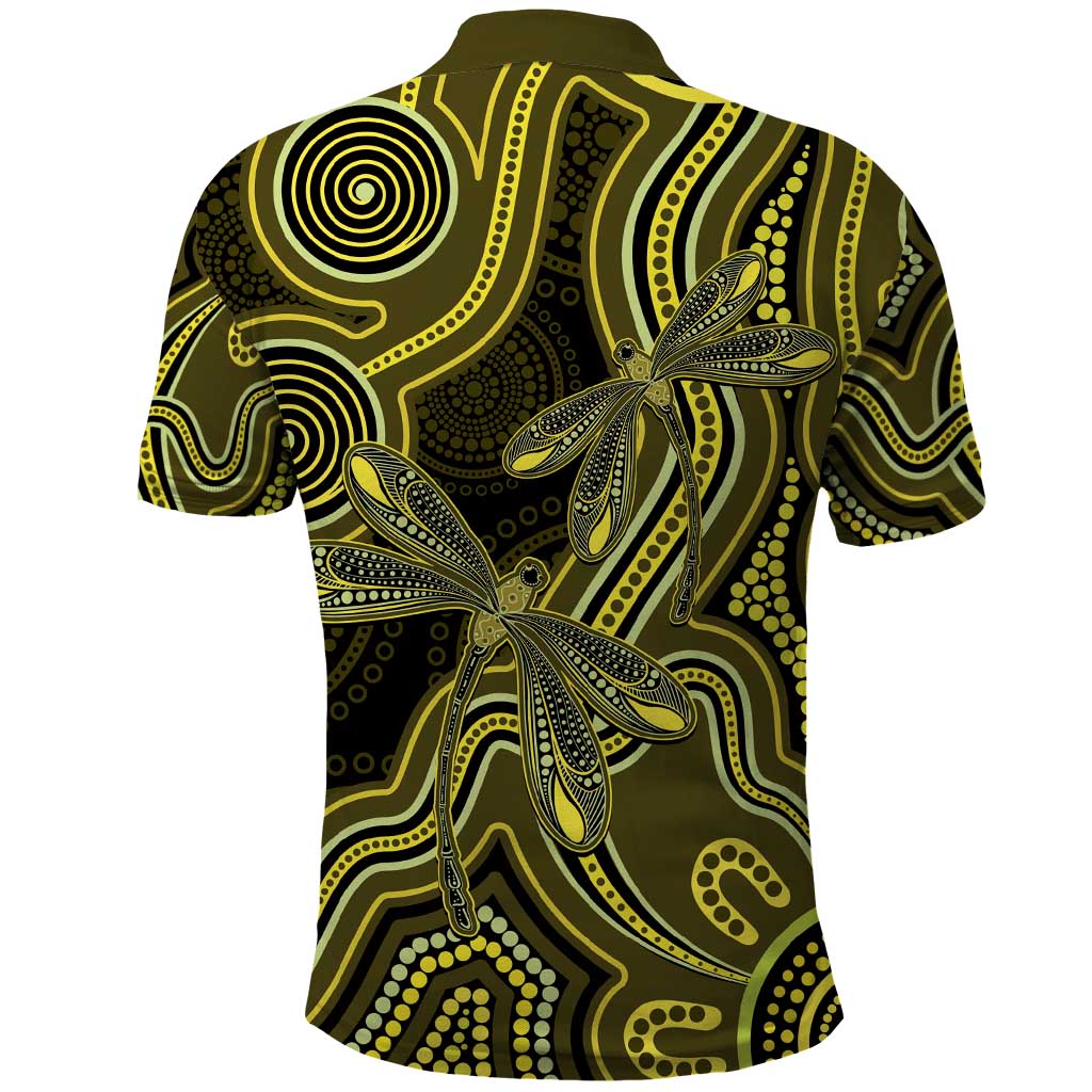 Yellow Indigenous Dragonfly Australia Polo Shirt Aboriginal Art - Vibe Hoodie