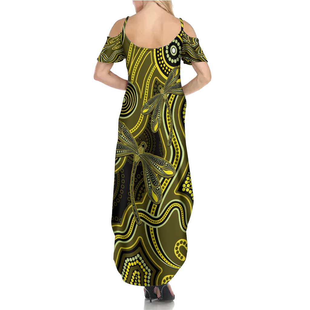 Yellow Indigenous Dragonfly Australia Summer Maxi Dress Aboriginal Art - Vibe Hoodie