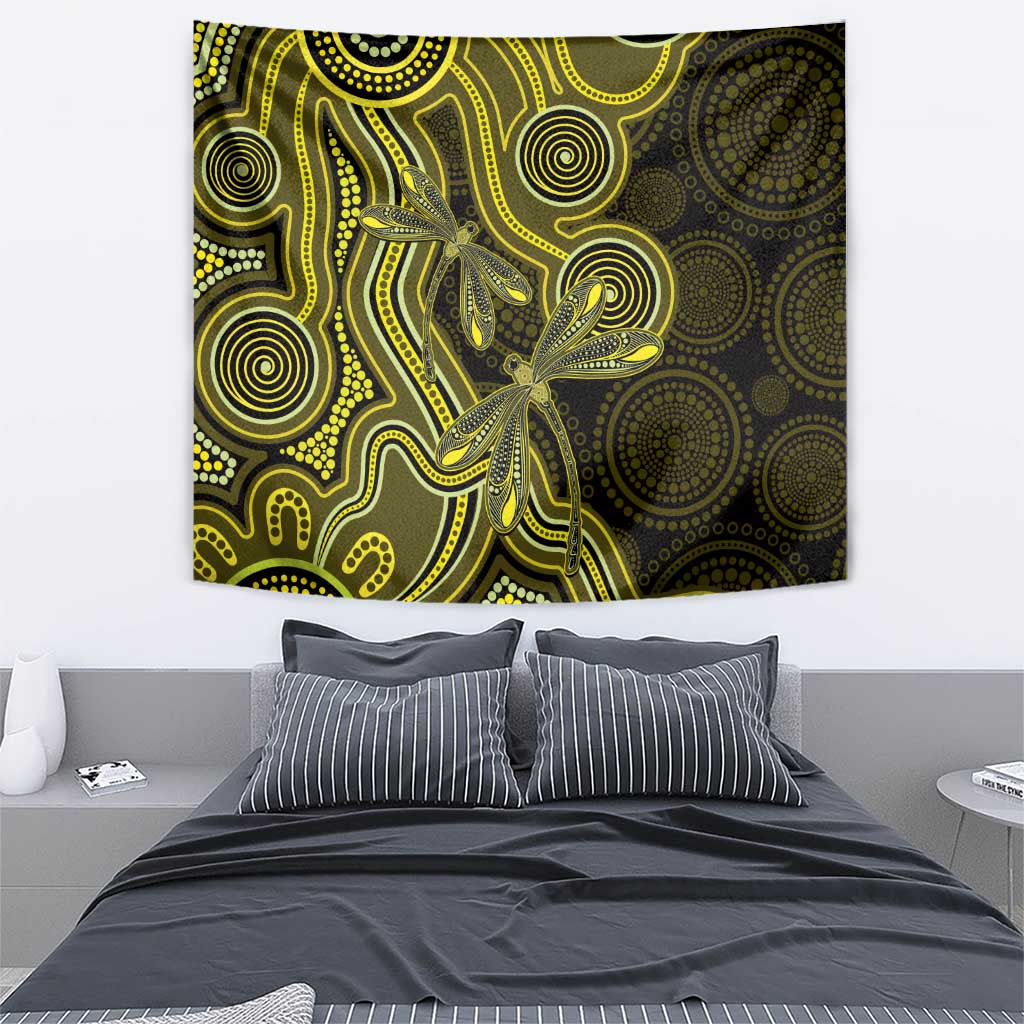 Yellow Indigenous Dragonfly Australia Tapestry Aboriginal Art - Vibe Hoodie