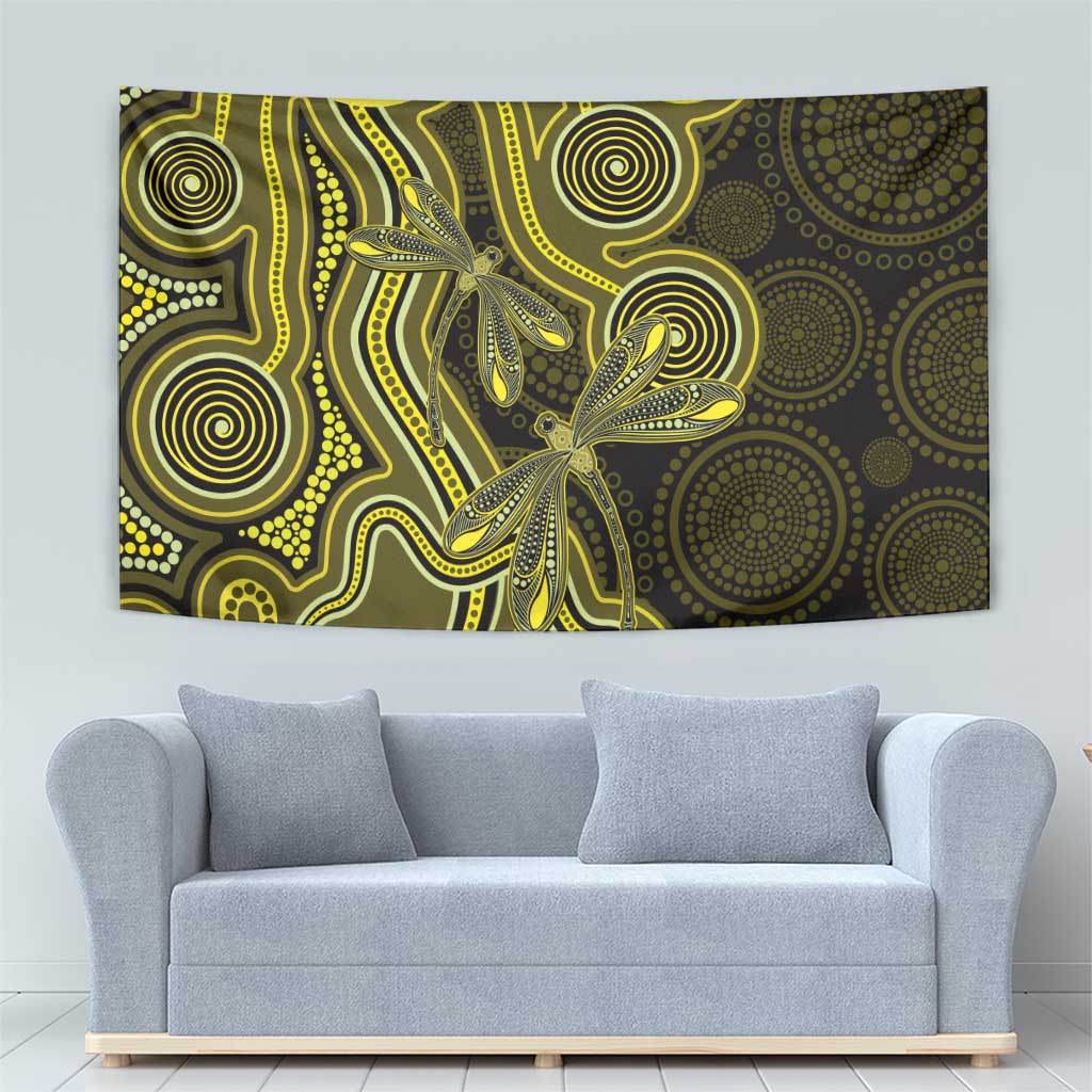 Yellow Indigenous Dragonfly Australia Tapestry Aboriginal Art - Vibe Hoodie