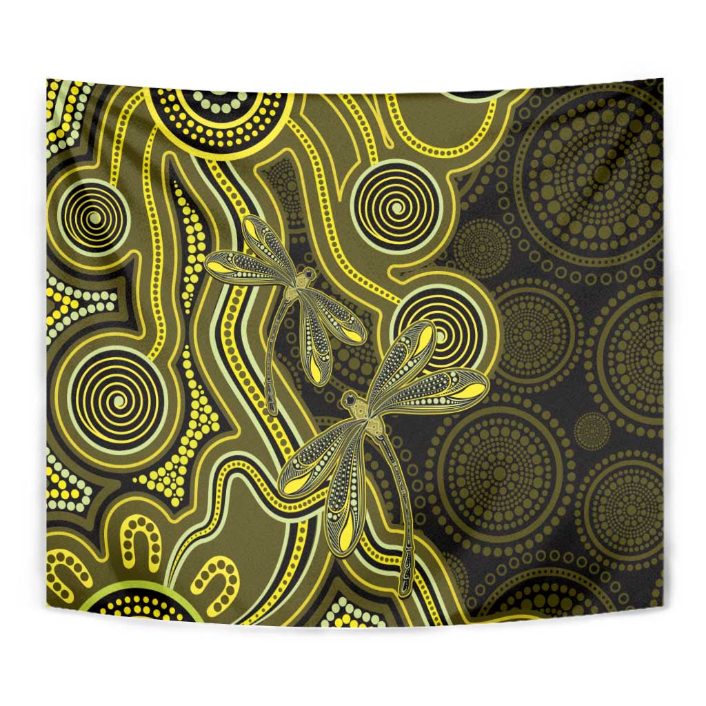 Yellow Indigenous Dragonfly Australia Tapestry Aboriginal Art - Vibe Hoodie