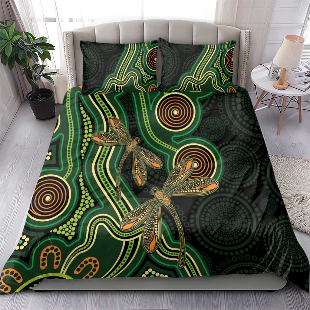 Green Indigenous Dragonfly Australia Bedding Set Aboriginal Art - Vibe Hoodie