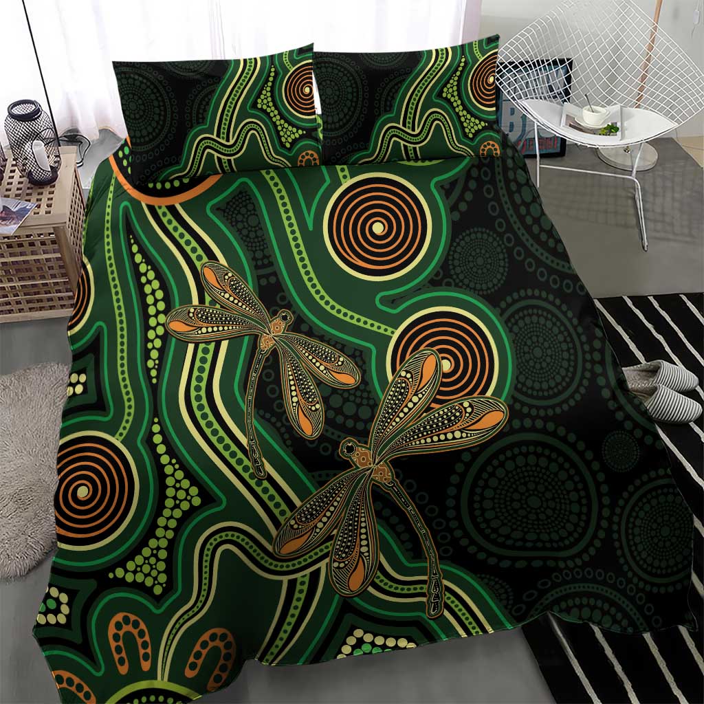 Green Indigenous Dragonfly Australia Bedding Set Aboriginal Art - Vibe Hoodie