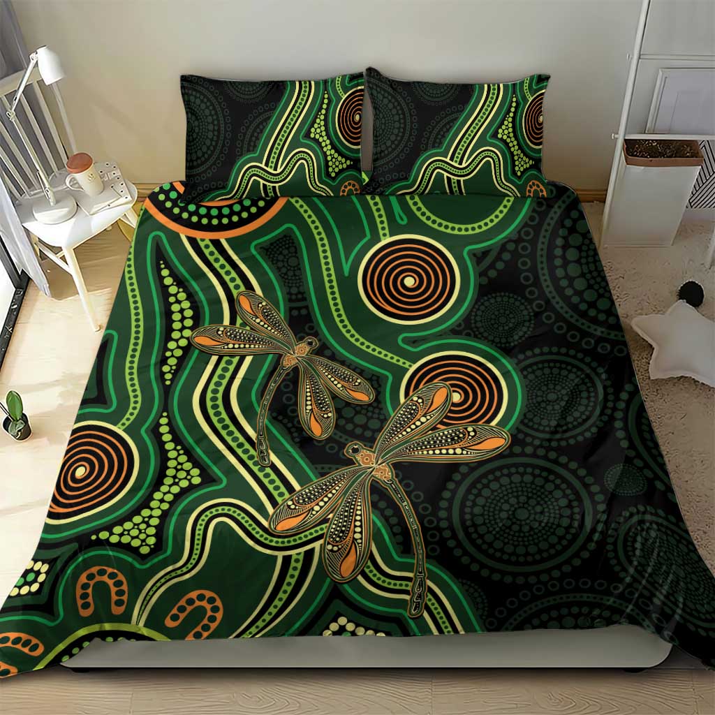 Green Indigenous Dragonfly Australia Bedding Set Aboriginal Art - Vibe Hoodie