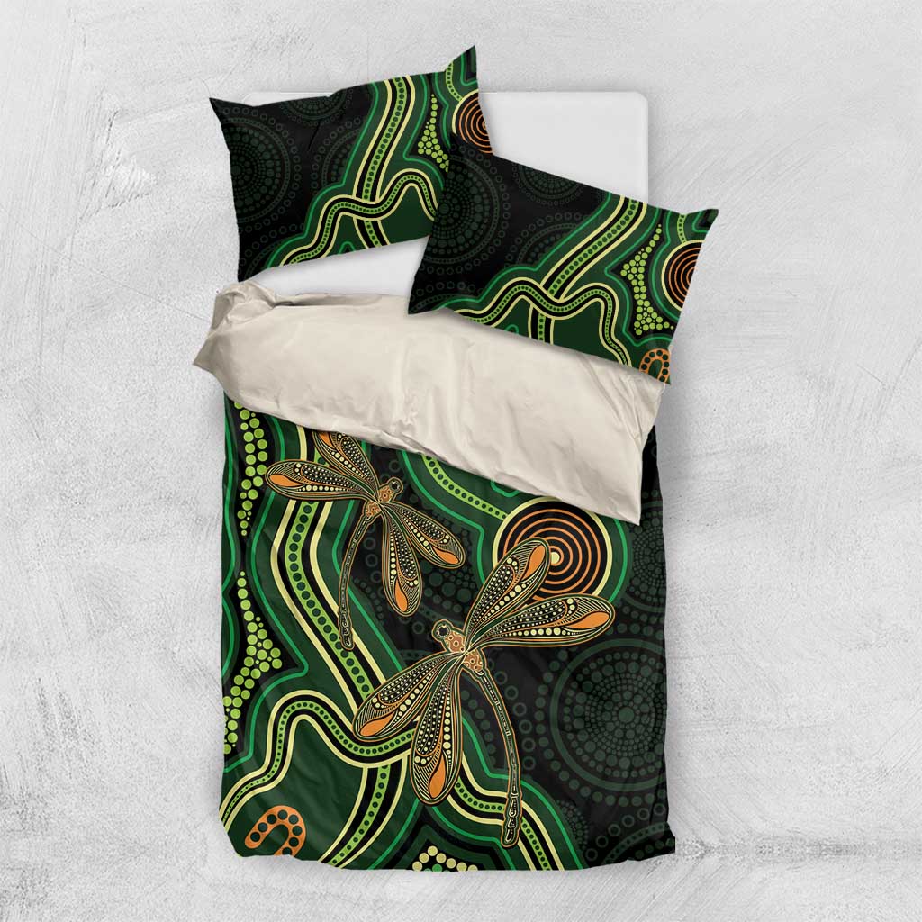 Green Indigenous Dragonfly Australia Bedding Set Aboriginal Art - Vibe Hoodie