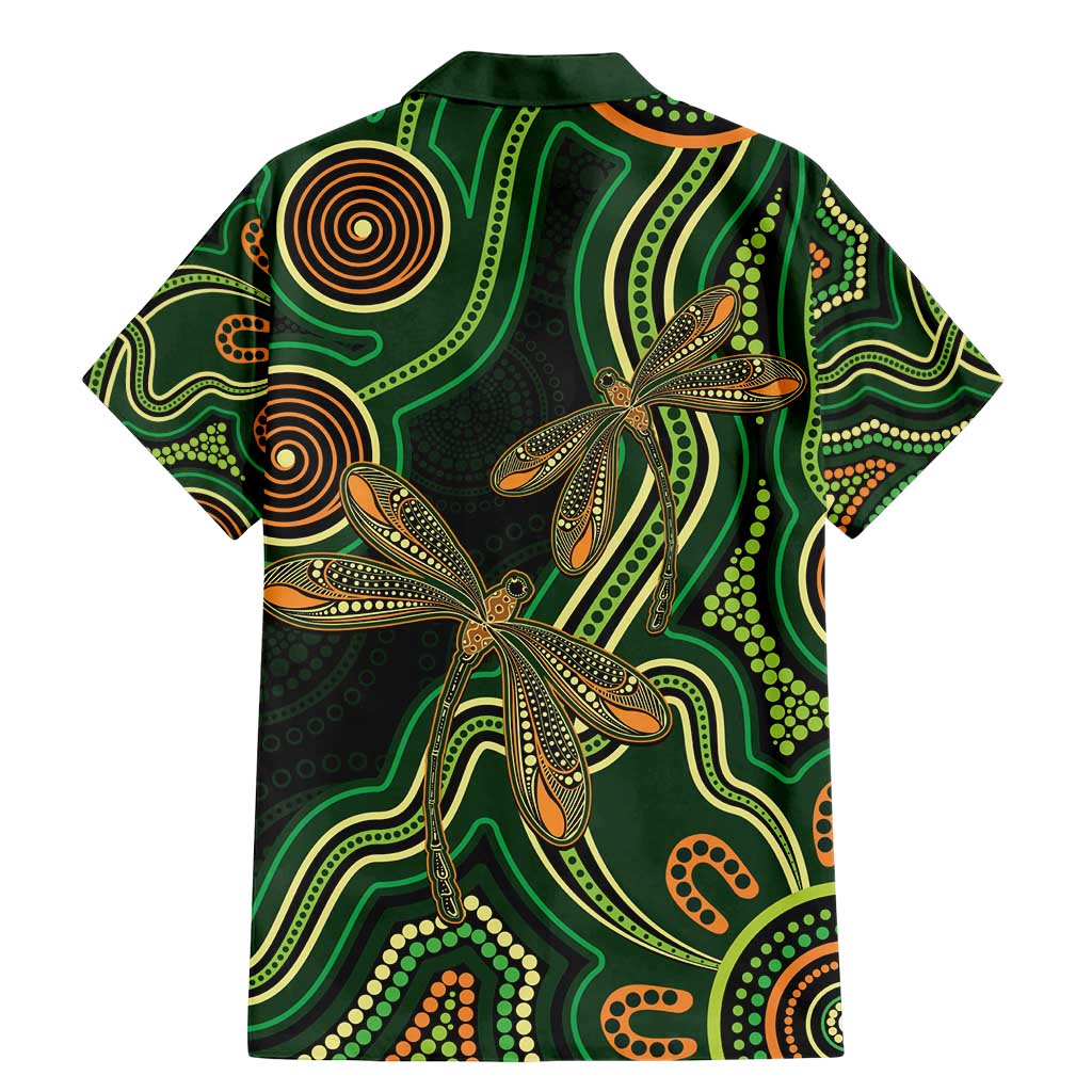 Green Indigenous Dragonfly Australia Family Matching Mermaid Dress and Hawaiian Shirt Aboriginal Art - Vibe Hoodie