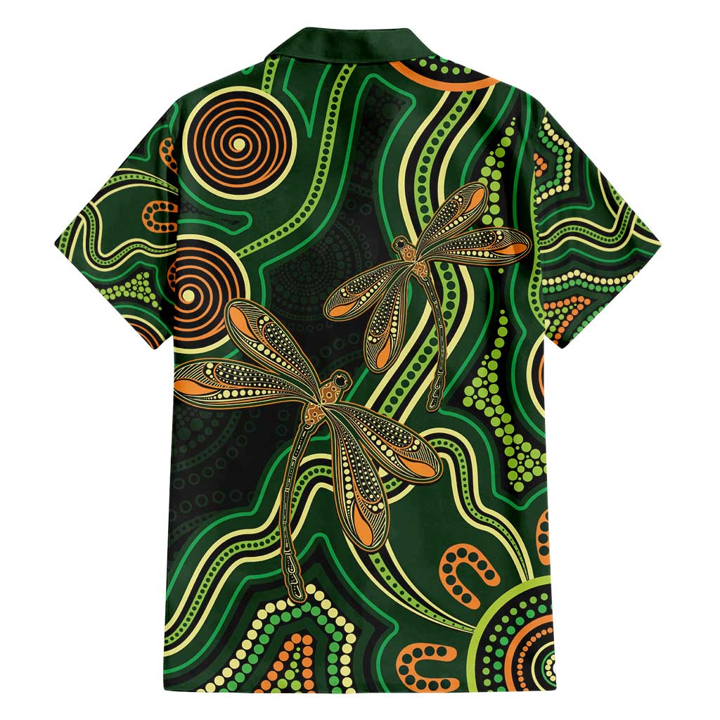 Green Indigenous Dragonfly Australia Family Matching Off Shoulder Maxi Dress and Hawaiian Shirt Aboriginal Art - Vibe Hoodie