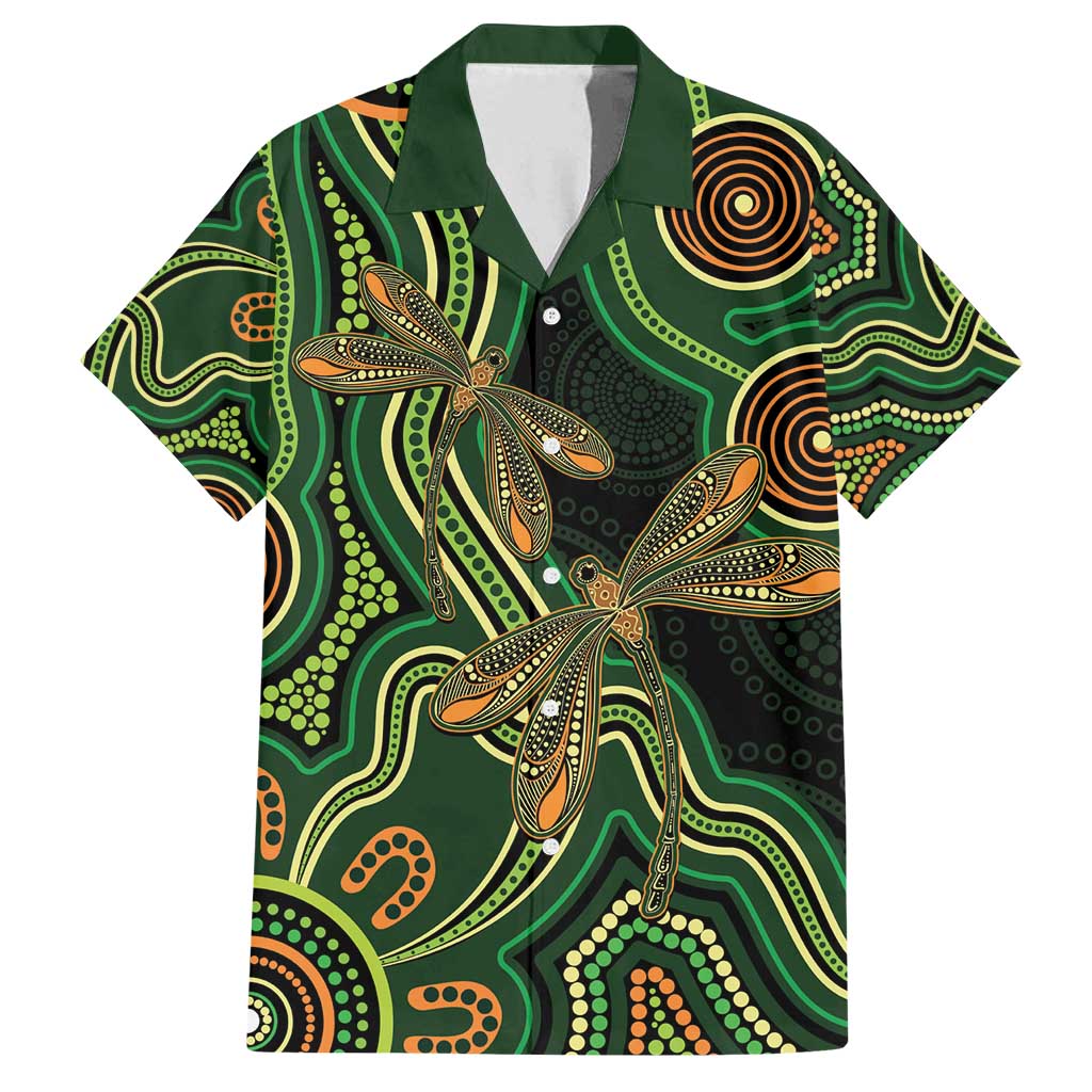 Green Indigenous Dragonfly Australia Family Matching Tank Maxi Dress and Hawaiian Shirt Aboriginal Art - Vibe Hoodie