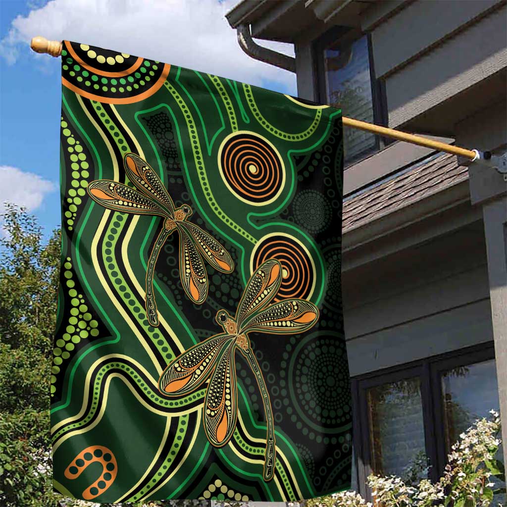 Green Indigenous Dragonfly Australia Garden Flag Aboriginal Art - Vibe Hoodie