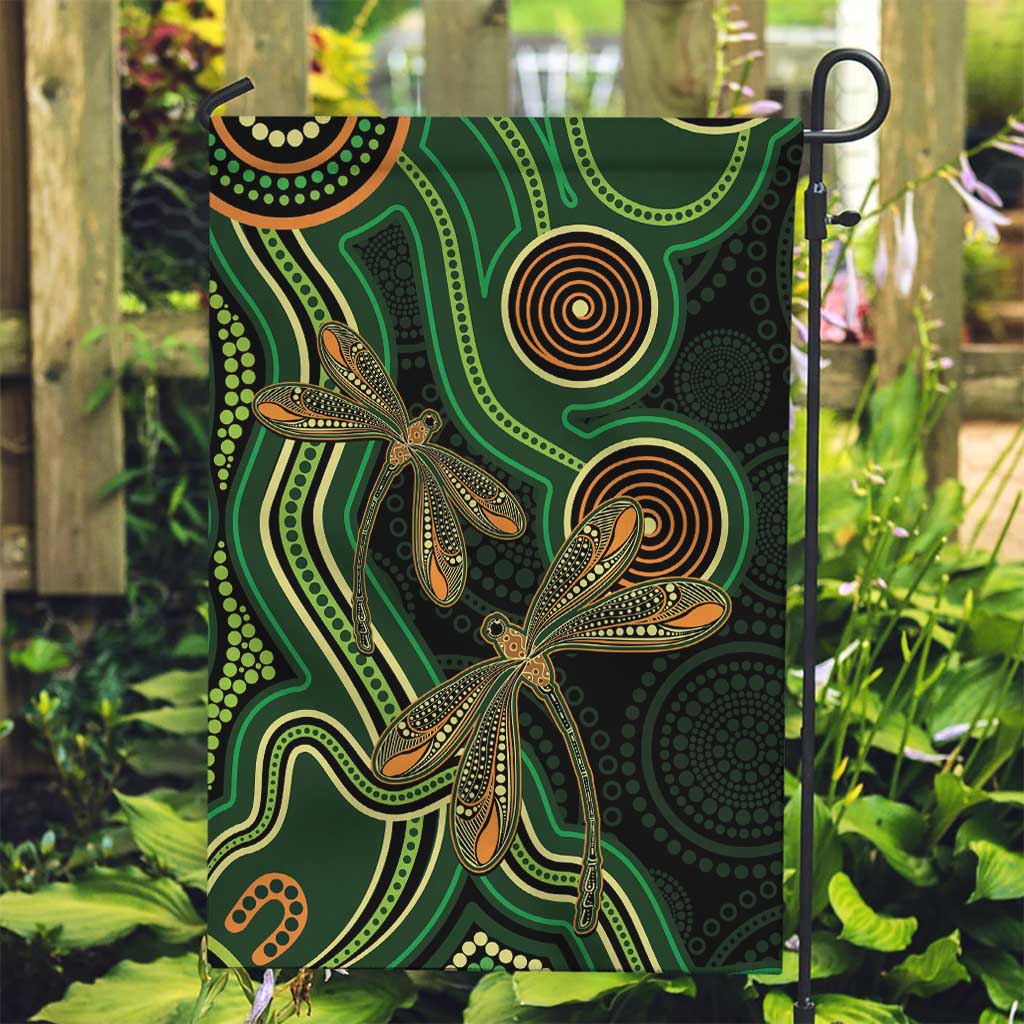 Green Indigenous Dragonfly Australia Garden Flag Aboriginal Art - Vibe Hoodie