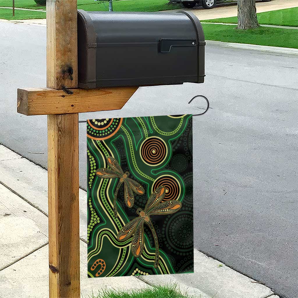 Green Indigenous Dragonfly Australia Garden Flag Aboriginal Art - Vibe Hoodie