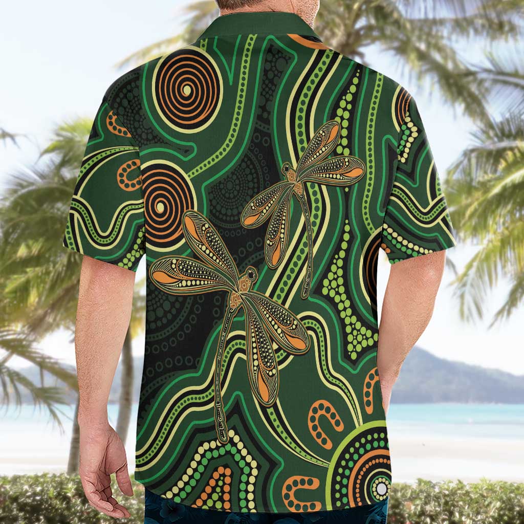 Green Indigenous Dragonfly Australia Hawaiian Shirt Aboriginal Art - Vibe Hoodie