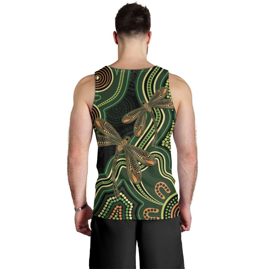 Green Indigenous Dragonfly Australia Men Tank Top Aboriginal Art - Vibe Hoodie