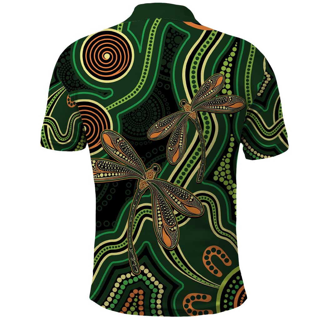 Green Indigenous Dragonfly Australia Polo Shirt Aboriginal Art - Vibe Hoodie