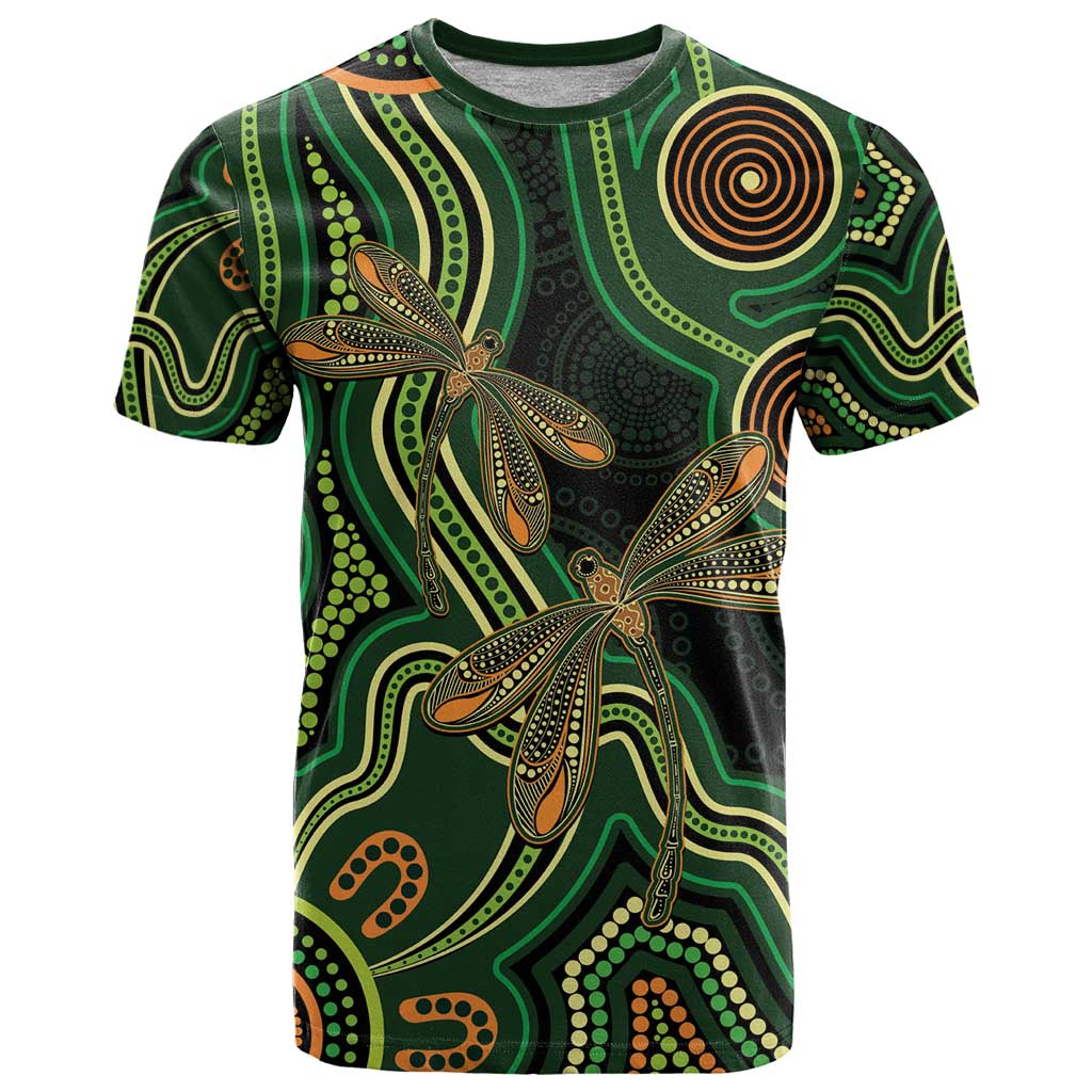 Green Indigenous Dragonfly Australia T Shirt Aboriginal Art - Vibe Hoodie