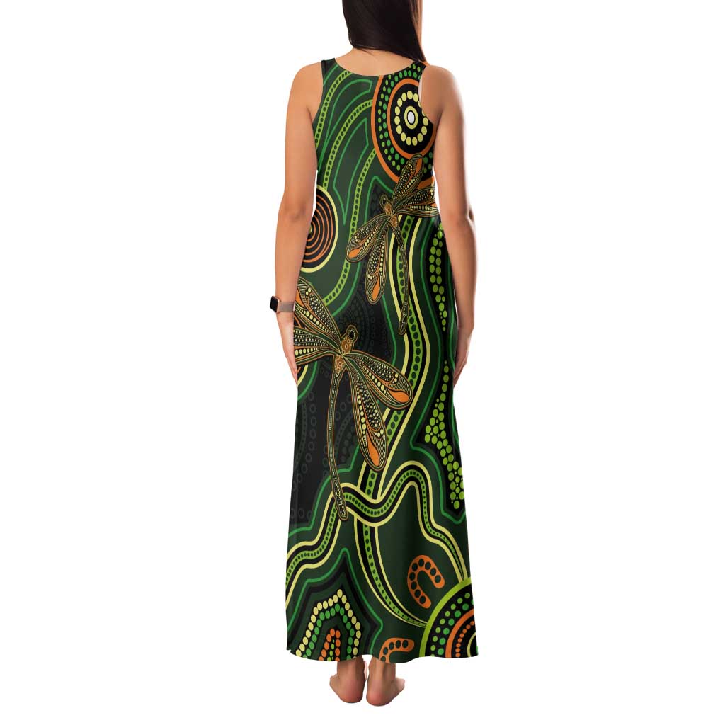 Green Indigenous Dragonfly Australia Tank Maxi Dress Aboriginal Art - Vibe Hoodie