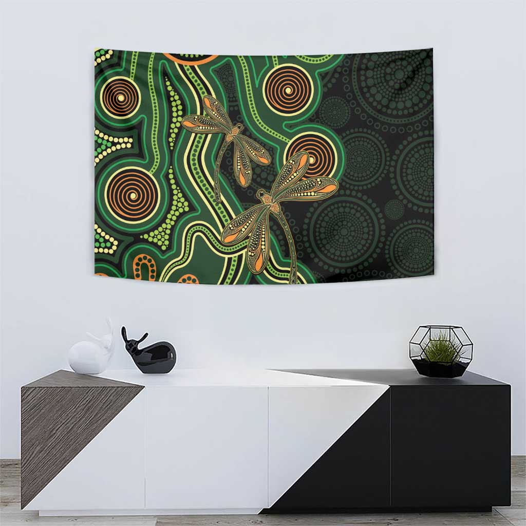 Green Indigenous Dragonfly Australia Tapestry Aboriginal Art - Vibe Hoodie