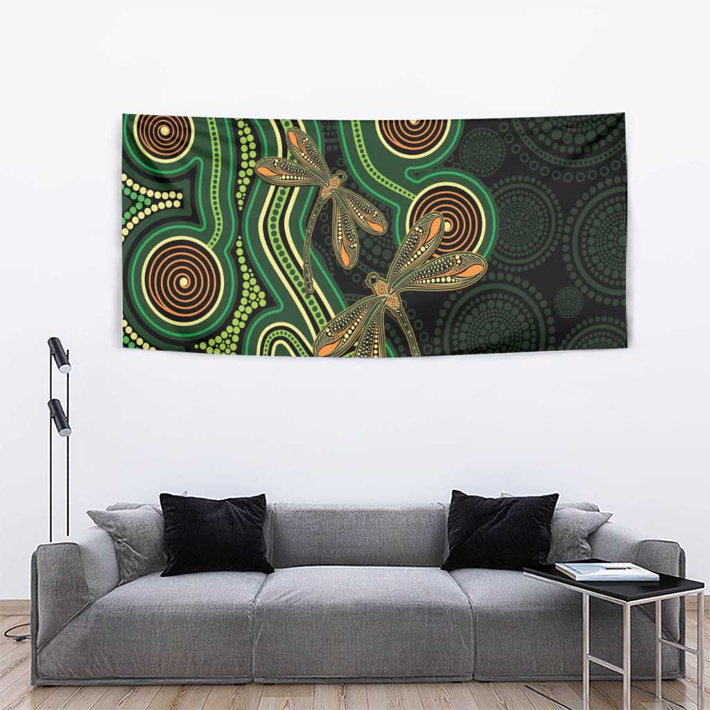 Green Indigenous Dragonfly Australia Tapestry Aboriginal Art - Vibe Hoodie