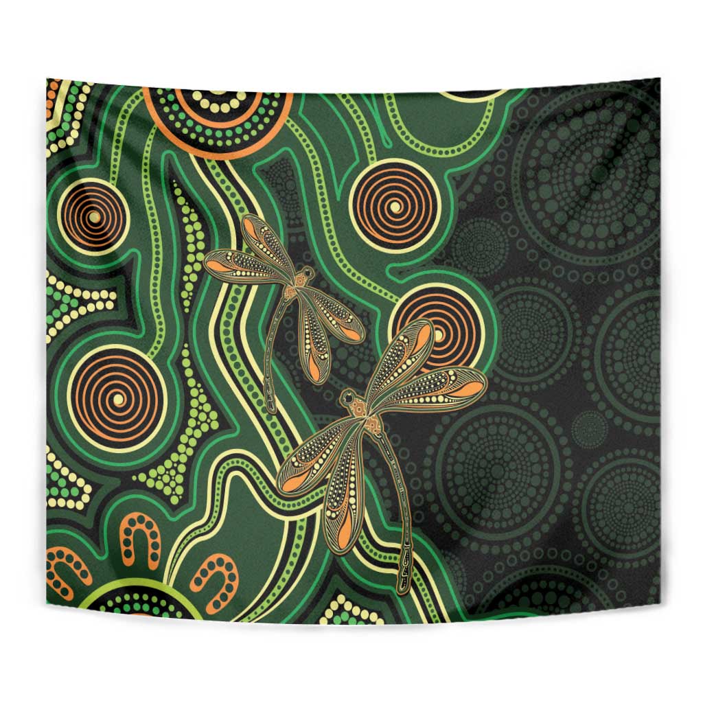 Green Indigenous Dragonfly Australia Tapestry Aboriginal Art - Vibe Hoodie