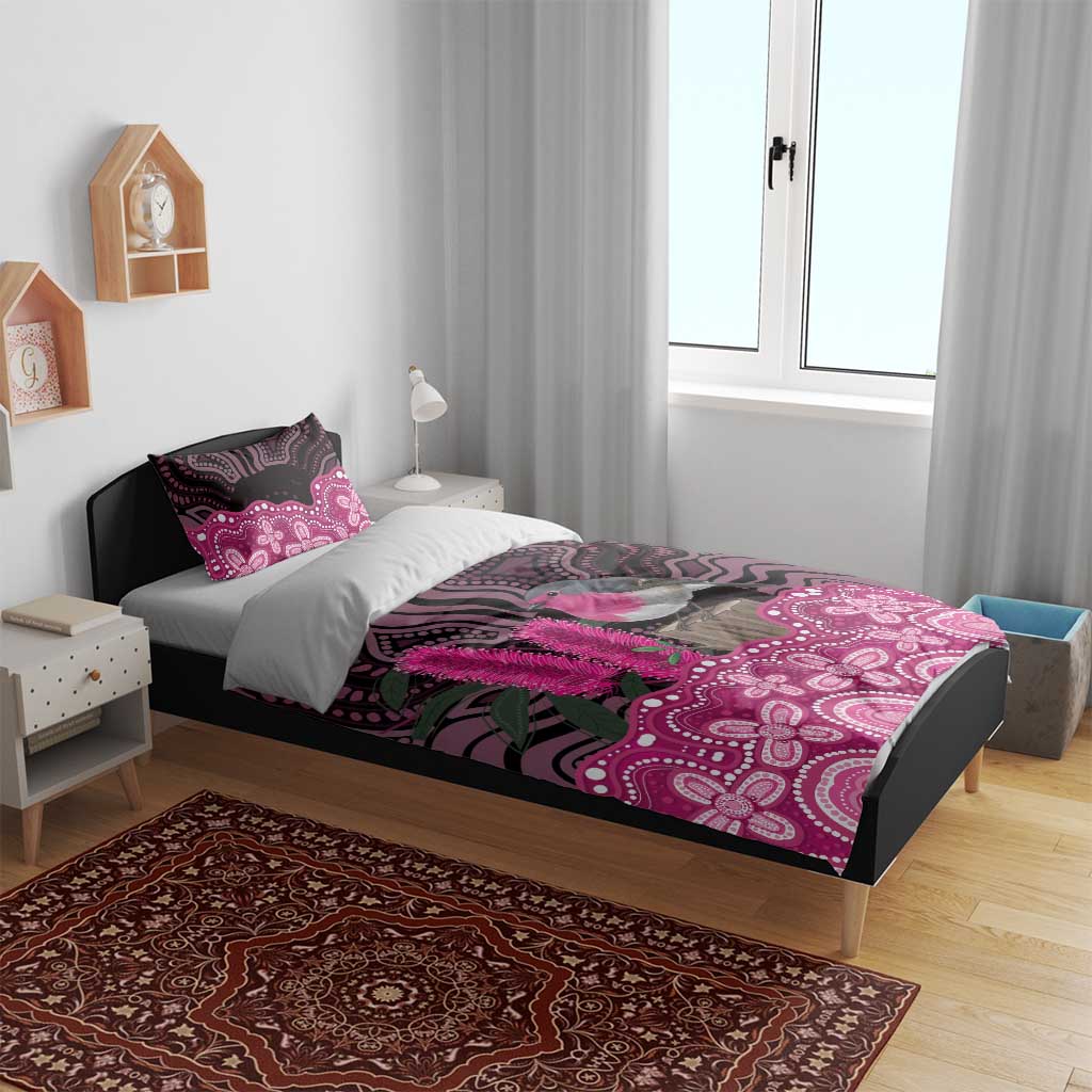 Australia Indigenous Bedding Set Breast Cancer Pink Robin Bottlebrush Aboriginal Art - Vibe Hoodie