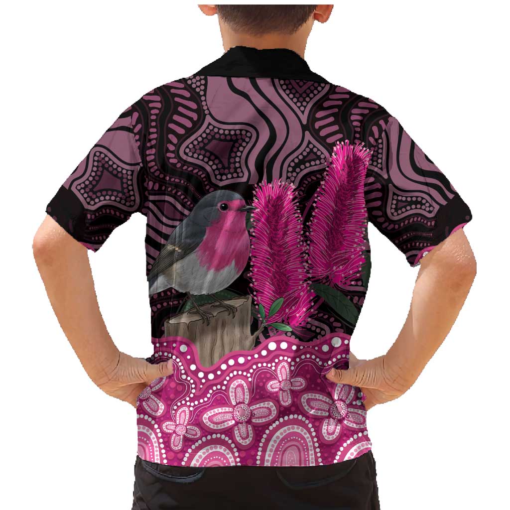 Australia Indigenous Family Matching Mermaid Dress and Hawaiian Shirt Breast Cancer Pink Robin Bottlebrush Aboriginal Art - Vibe Hoodie