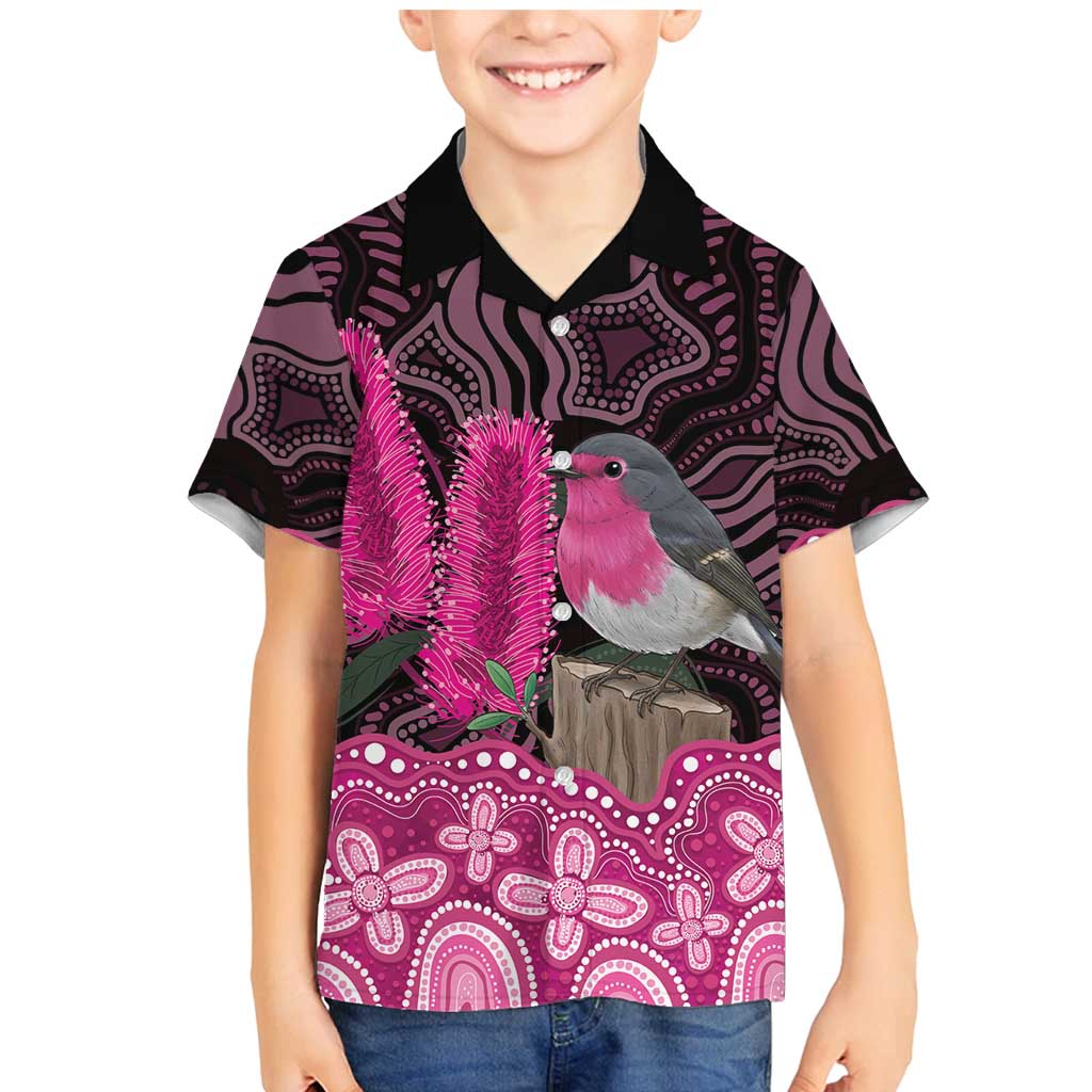 Australia Indigenous Family Matching Mermaid Dress and Hawaiian Shirt Breast Cancer Pink Robin Bottlebrush Aboriginal Art - Vibe Hoodie