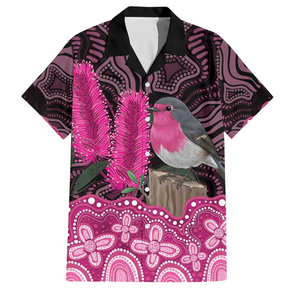 Australia Indigenous Family Matching Off Shoulder Maxi Dress and Hawaiian Shirt Breast Cancer Pink Robin Bottlebrush Aboriginal Art - Vibe Hoodie